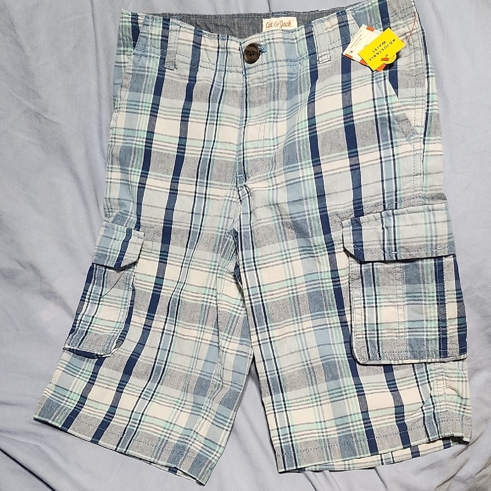 Cat & Jack Blue and White Plaid Shorts Lightweight Cotton